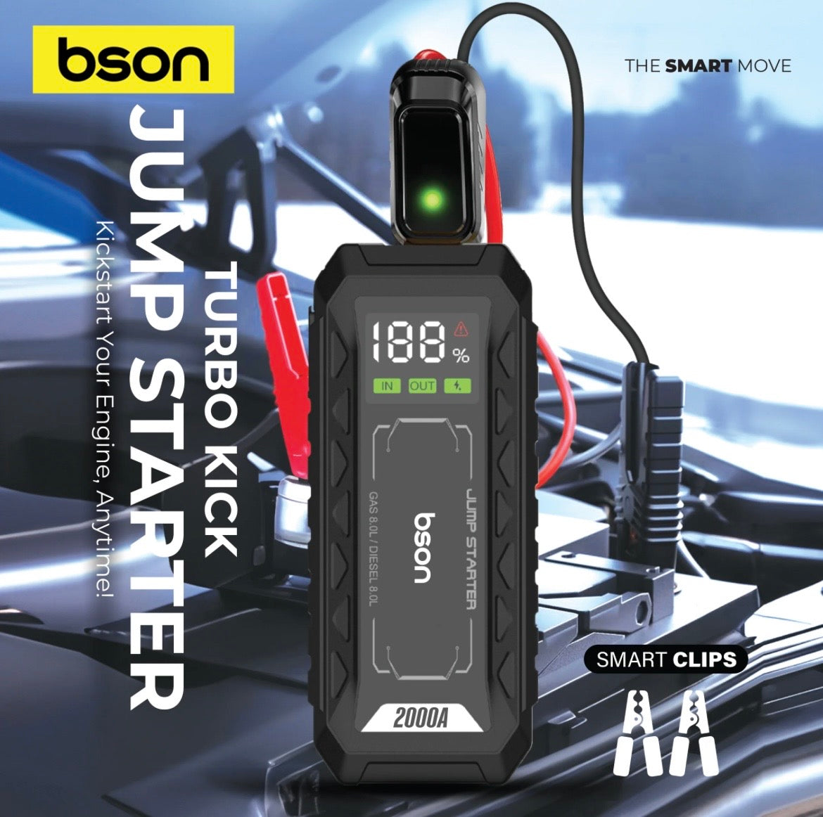 BSON Turbo Kick Jump Starter 16000mAh | جهاز تشغيل بطارية السيارة