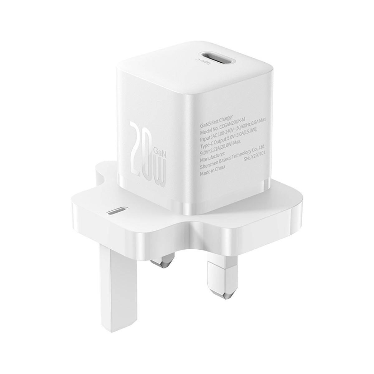 Baseus Gan5 Mini 1C Fast Charger, 20W, White