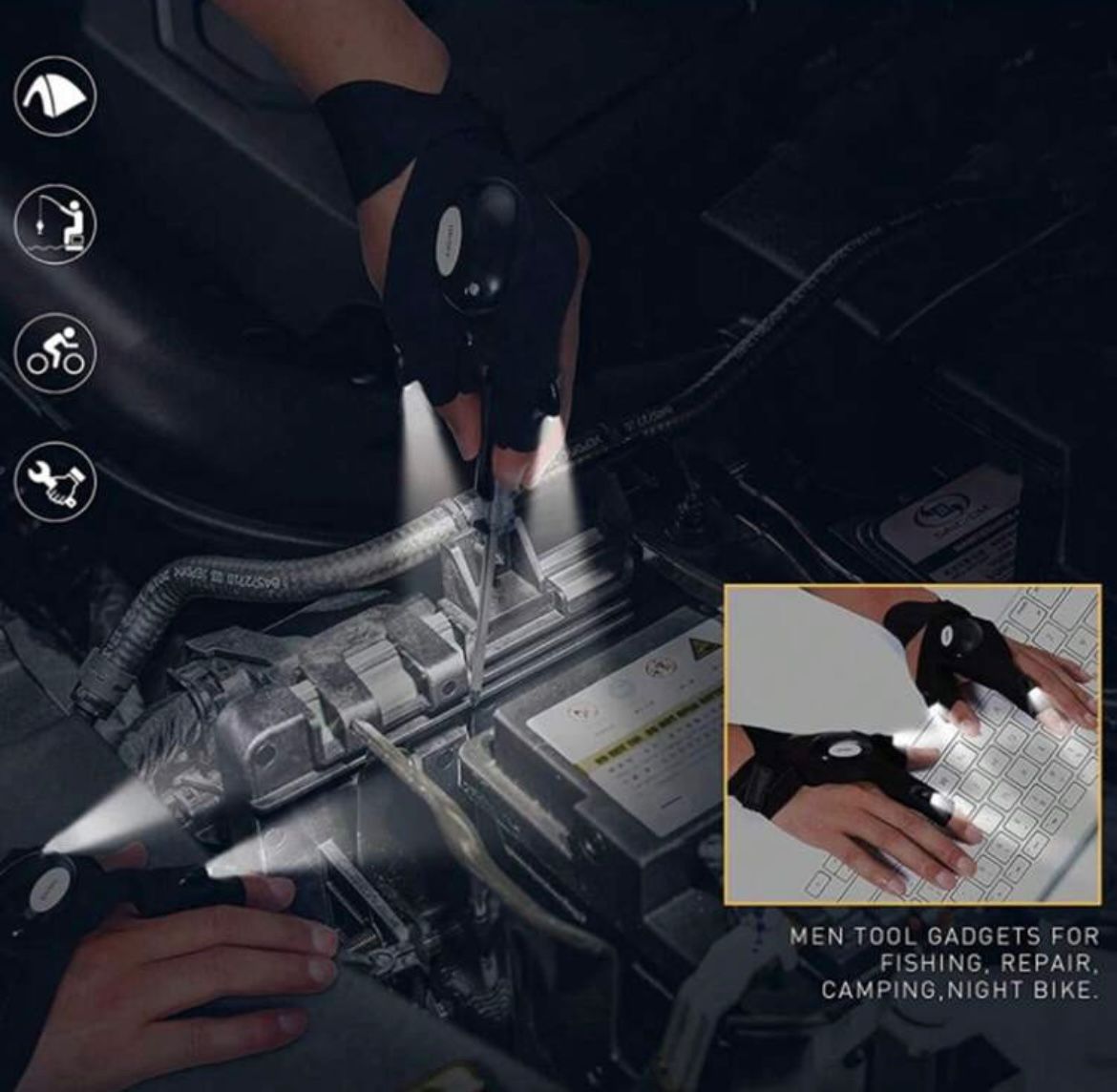 LED fishing gloves - Battery based