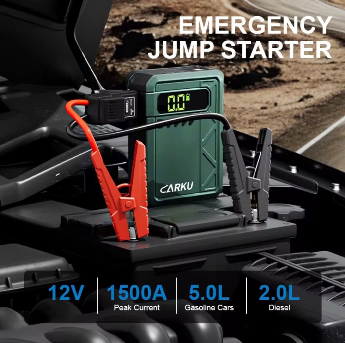 CARKU - Portable Car Jump Starter with Air compressor