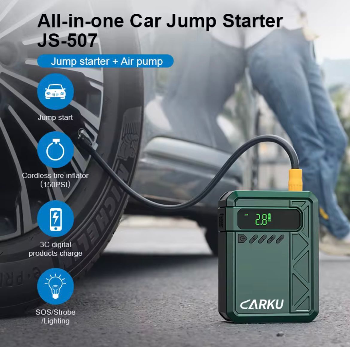 CARKU - Portable Car Jump Starter with Air compressor