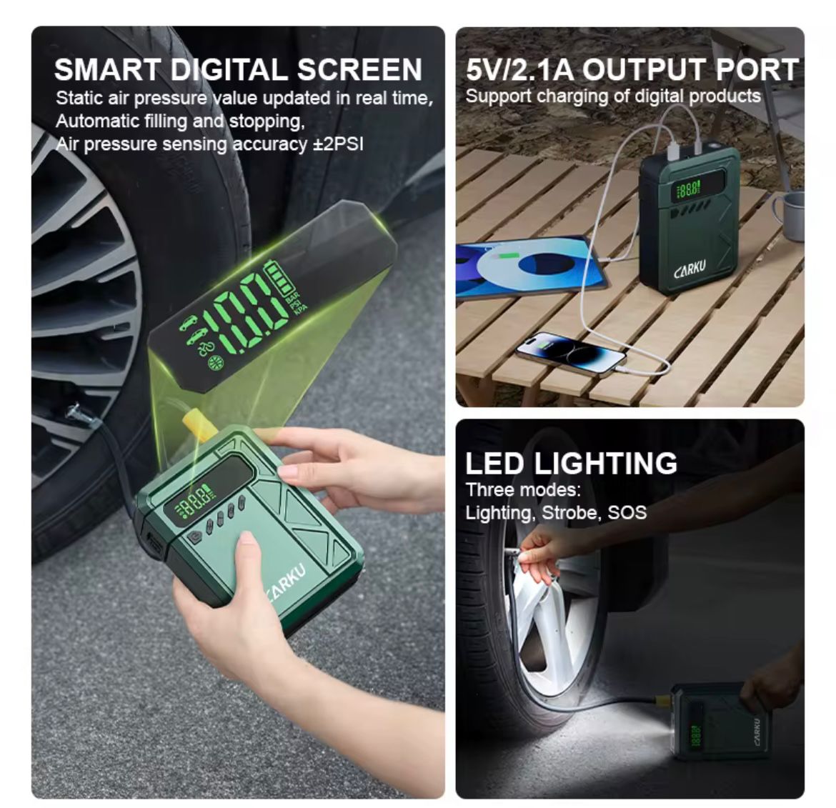 CARKU - Portable Car Jump Starter with Air compressor