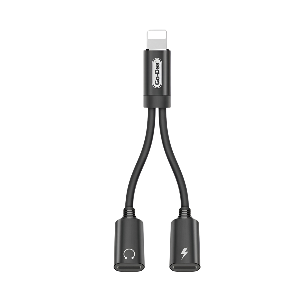 Go-Des Gd-Uc011 4-In-1 Digital Audio Converter | Lightning To 3.5Mm Headphone & Charging Adapter | Audio + Charging + Microphone + Call Support | 90Mm