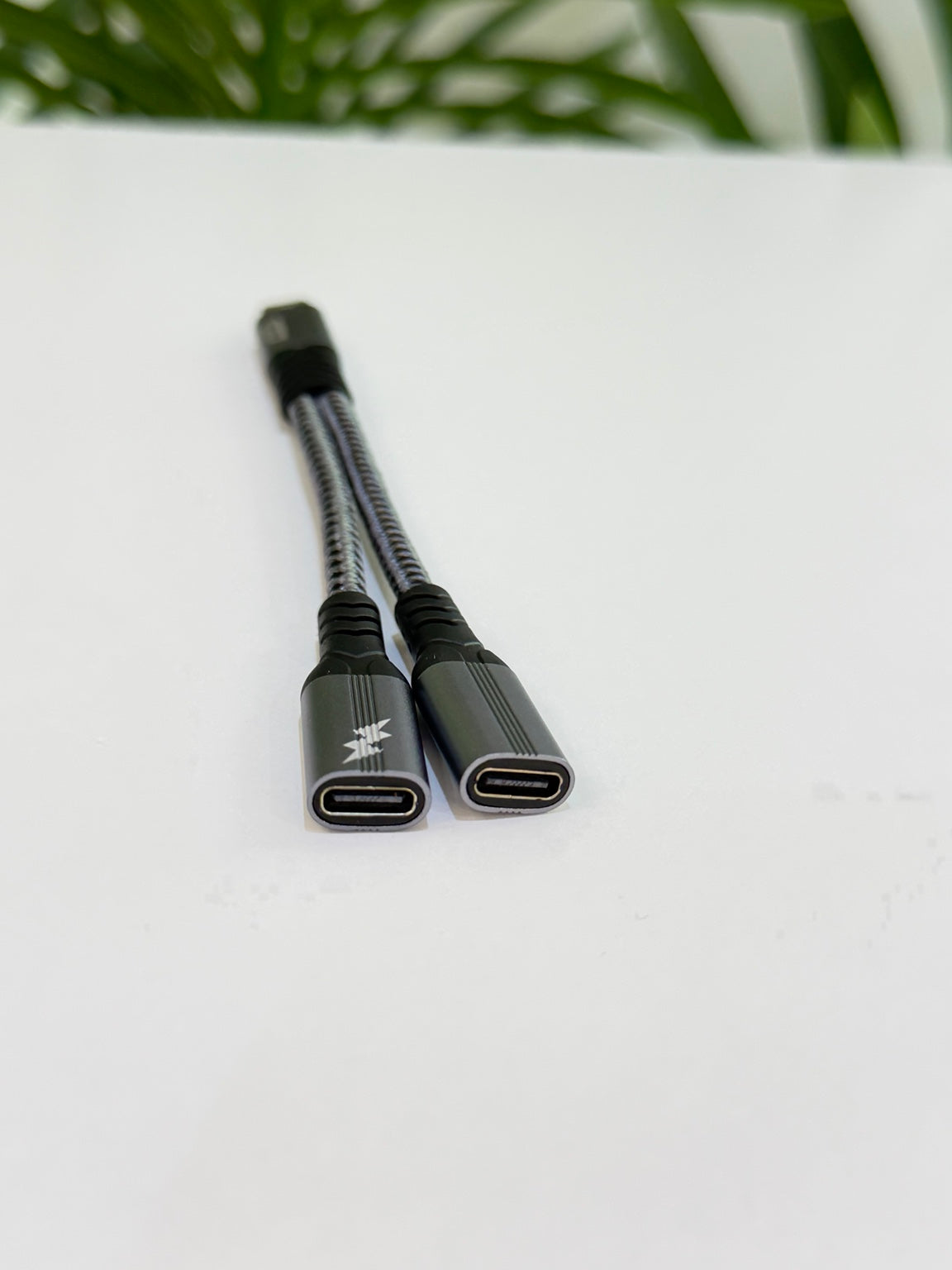 Close-up of MARVERS MS-UC222 adapter with separate USB-C ports for headphones and charging