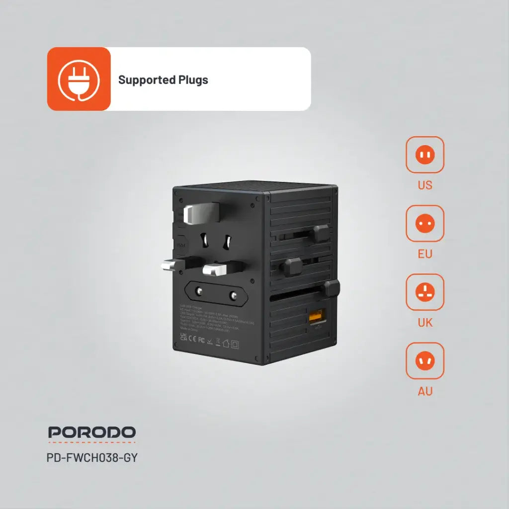 Porodo GaN 5-Port Travel Block Universal Charger