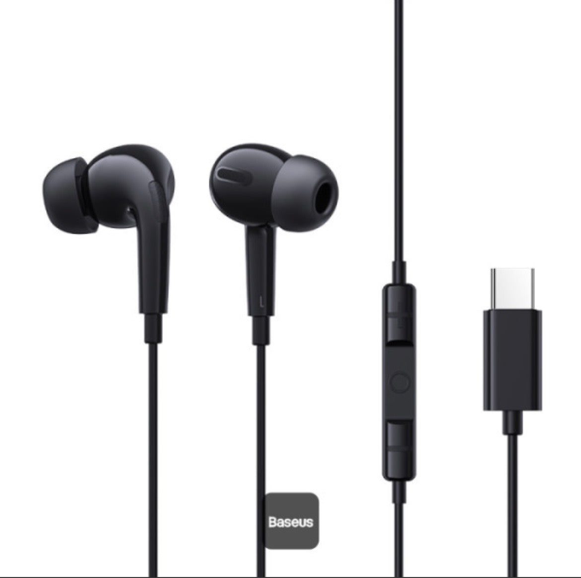 Baseus Encok CZ18 Type-C Wired Earphone, In-Ear Noise Isolation Headphone With Noiseless HD Mic - Black