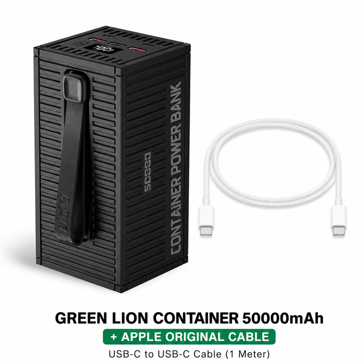 Green Lion Container 50000mAh power bank and Apple Original cable bundle
