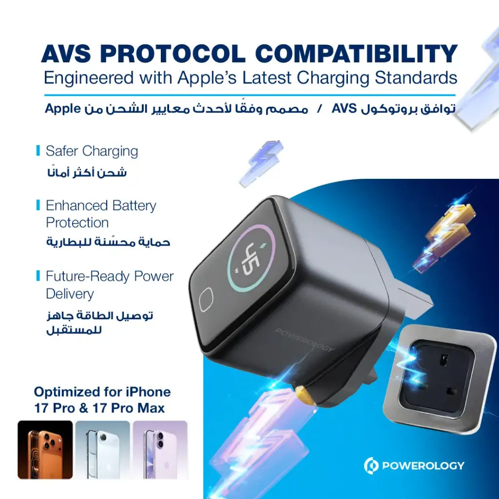 Powerology Voltflow 45W AVS GaN Wall Charger - Gray