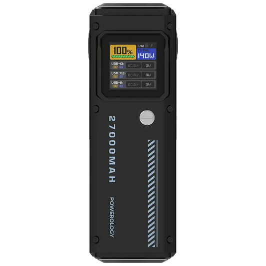Powerology 27000mAh Smart Display Power Bank - Black