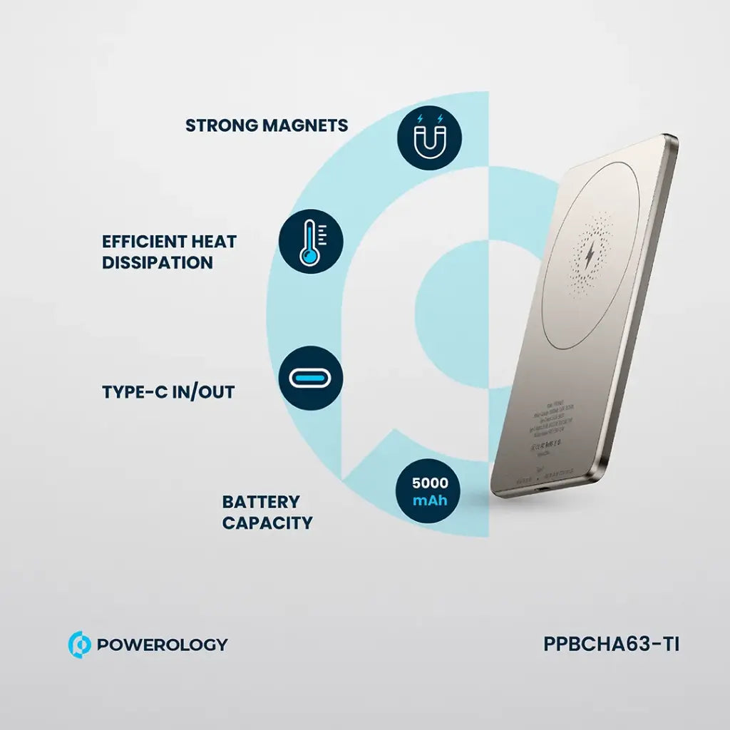 Powerology Ultra-Thin 5000mAh MagSafe Power Bank