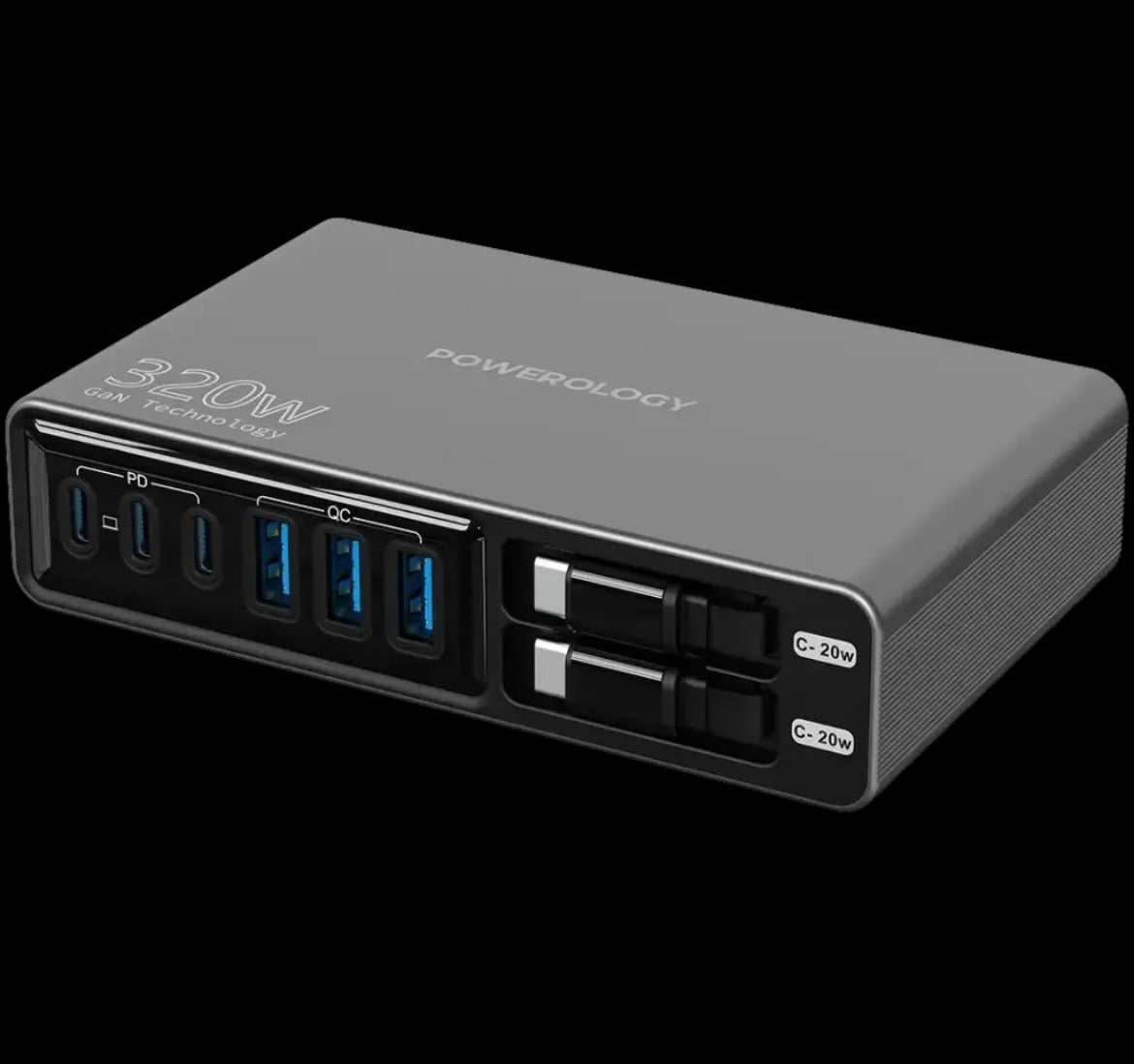 Powerology Univo 320W GaN Charging Station – 8 Devices