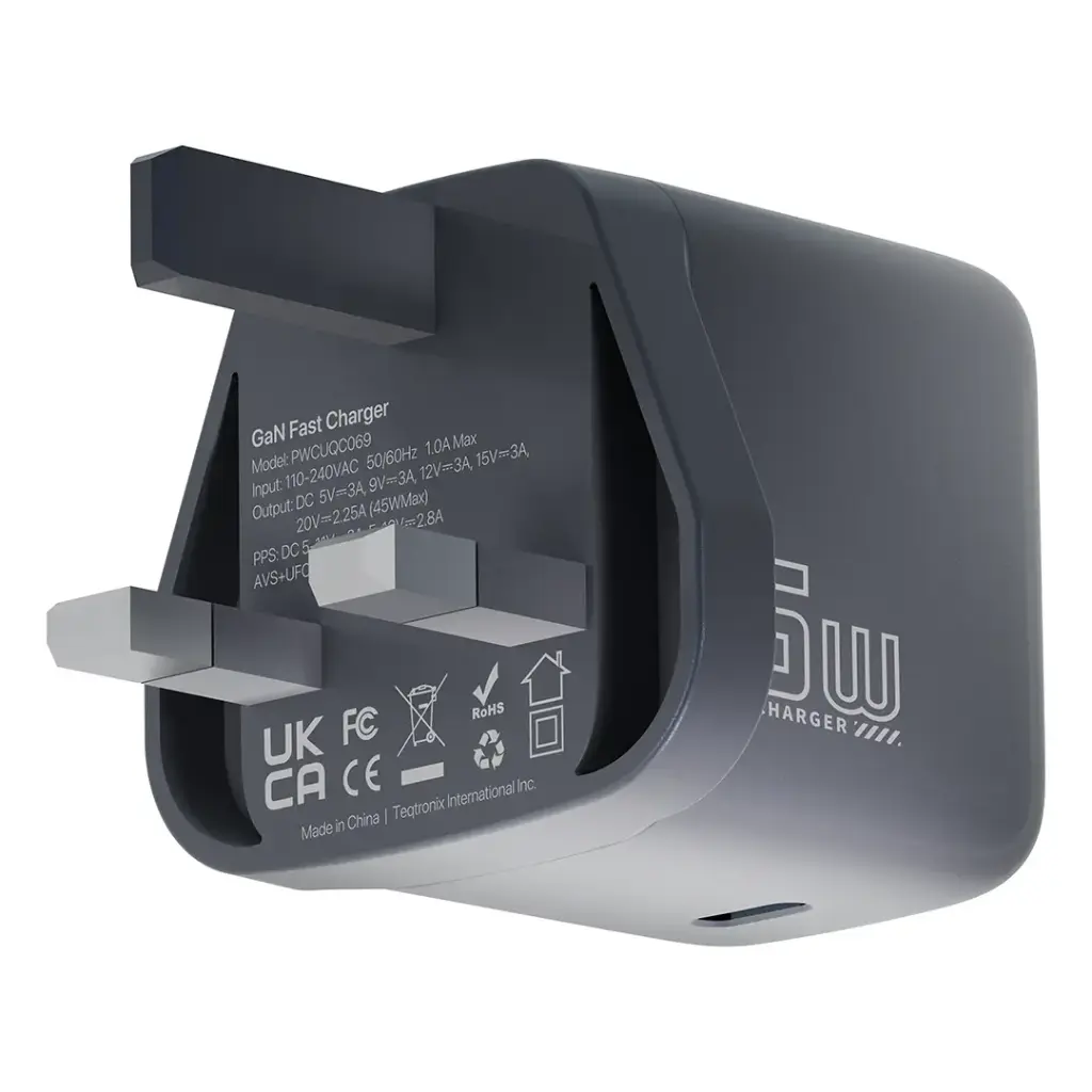 Powerology Voltflow 45W AVS GaN Wall Charger - Gray