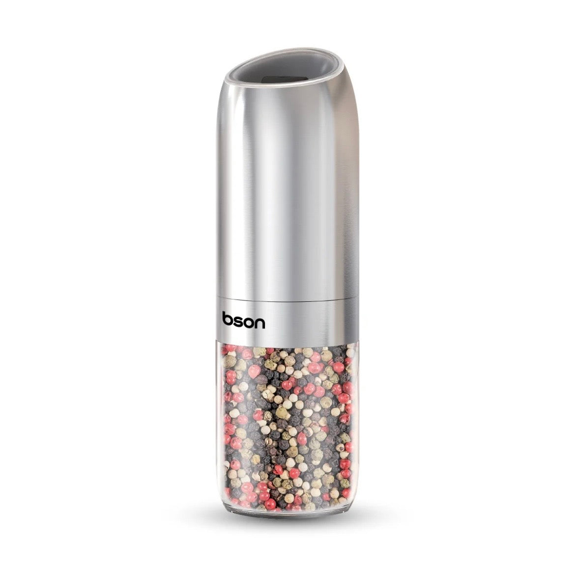 BSON Gravity Spice Grinder, 25W High-Power Electric Spice Grinder With Built-In LED Light, 176ml Capacity, One-Handed Operation, Stainless Steel Body, Flip-To-Work Design For Pepper, Salt, Chili & Spices