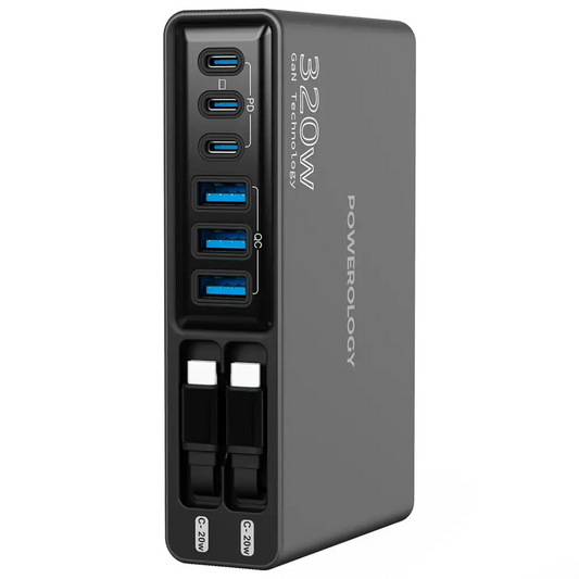 Powerology محطة شحن يونيڤو بي دي 100 واط - أسود GaN320W