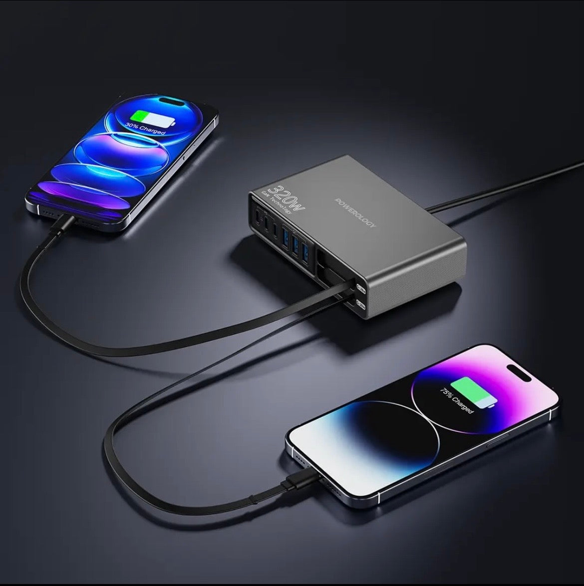 Powerology Univo Charging Station PD 100W - Black GaN320W