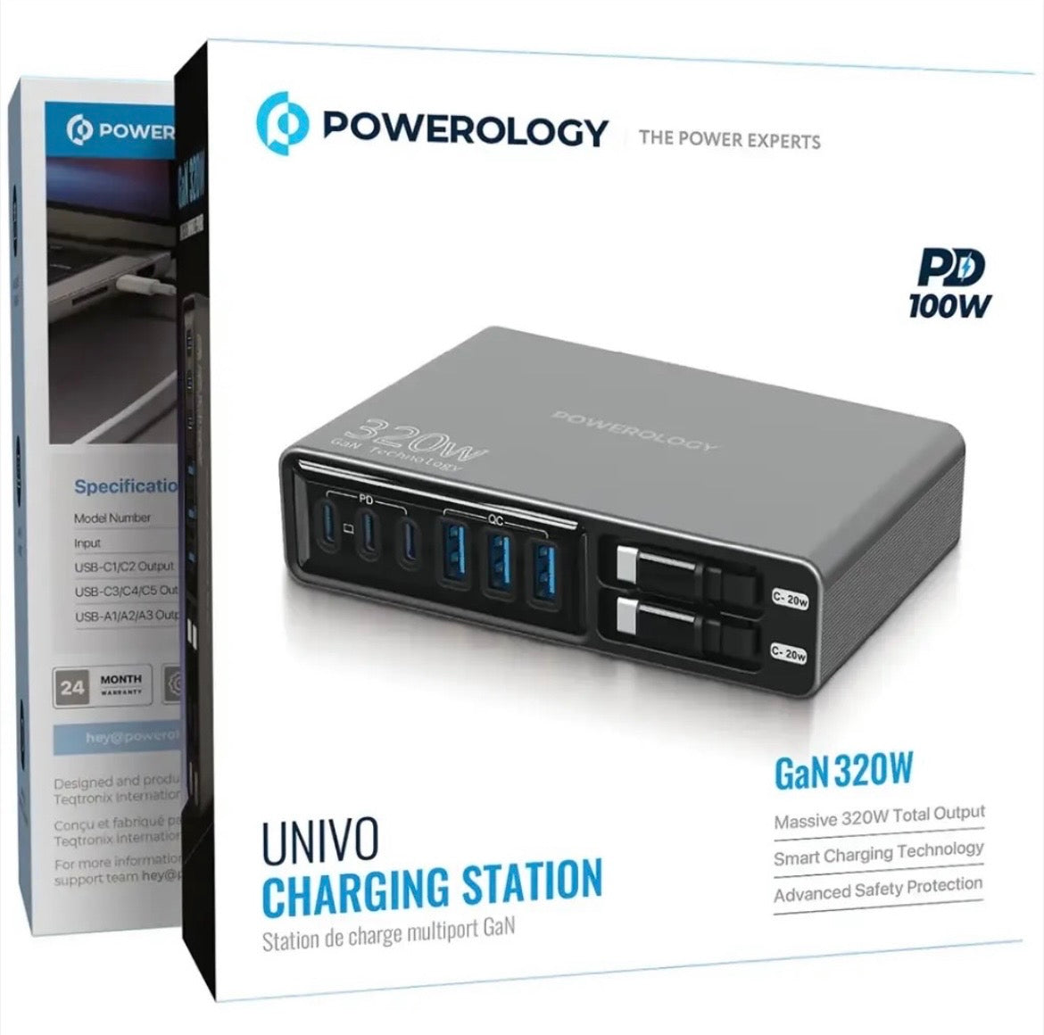 Powerology Univo Charging Station PD 100W - Black GaN320W