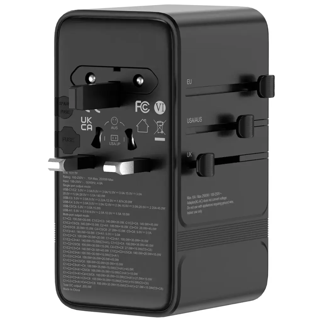 Powerology Spetrova GaN Multi-Port Universal Adapter - Black