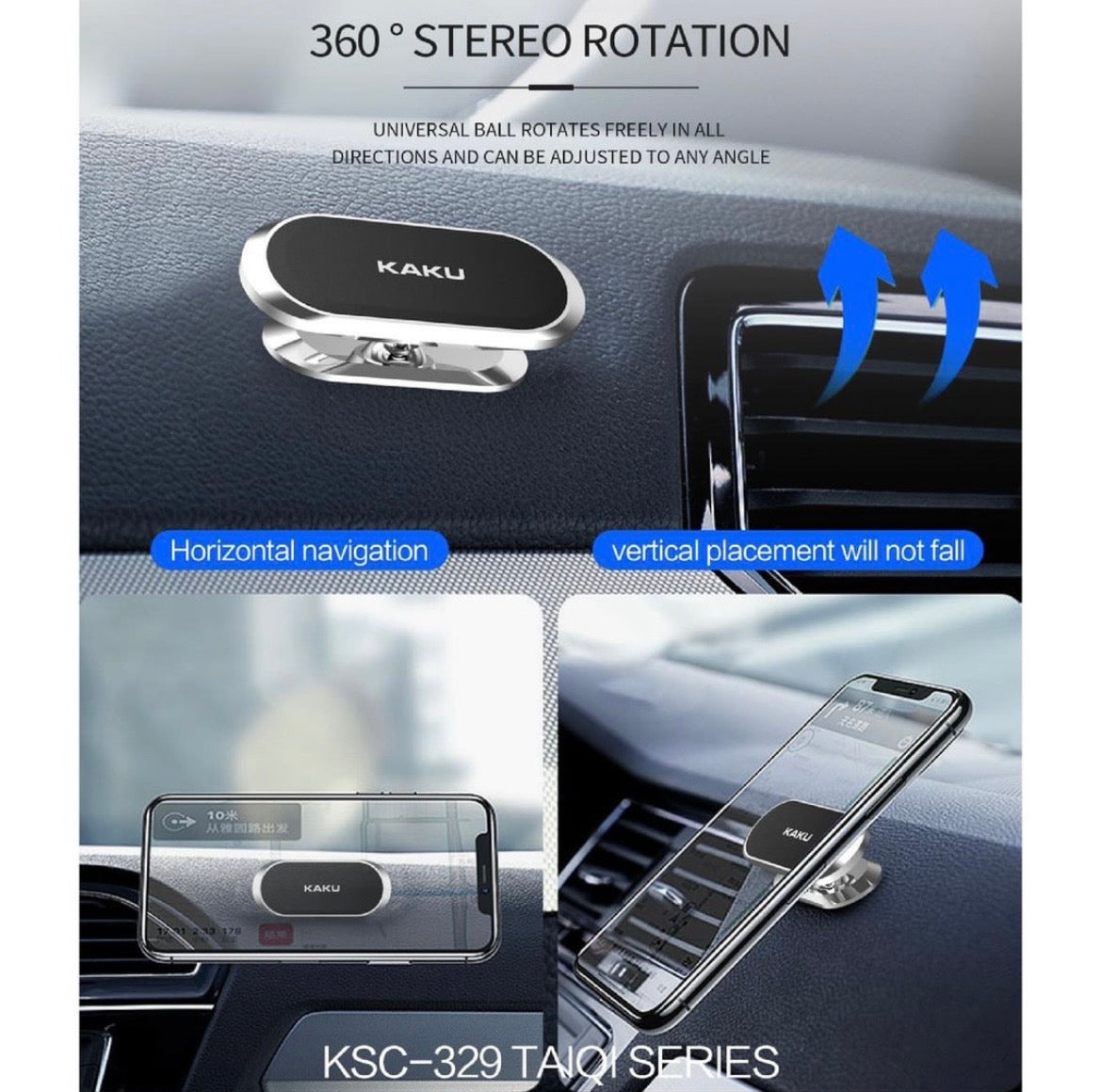 Kakusiga KSC-329 universal magnetic metal phone holder for car dashboard