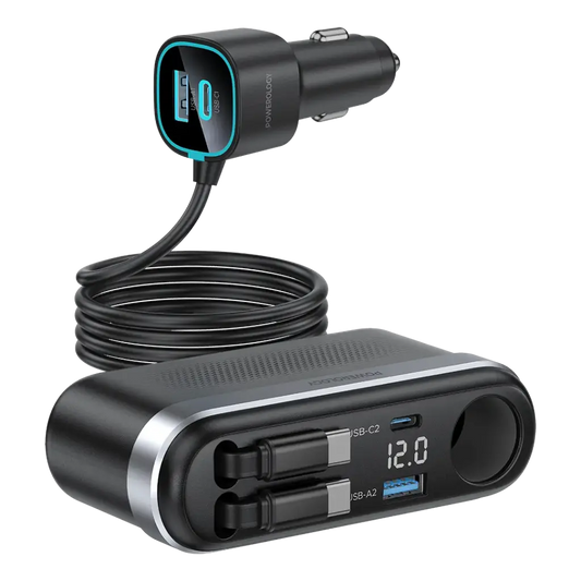 Powerology Currnex 60W Multi-Port Car Charger - Black