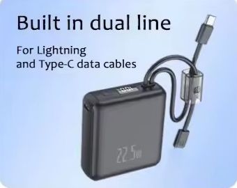 Ultra-small power bank with dual built in cables