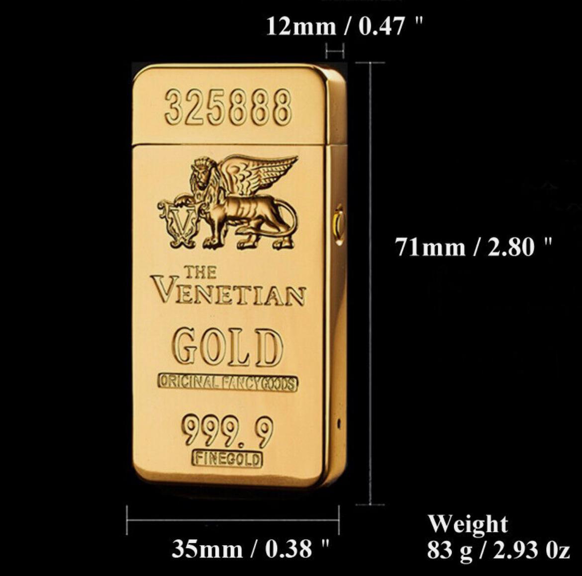 USB Electric Rechargeable Windproof Cigalighter Gift Gold