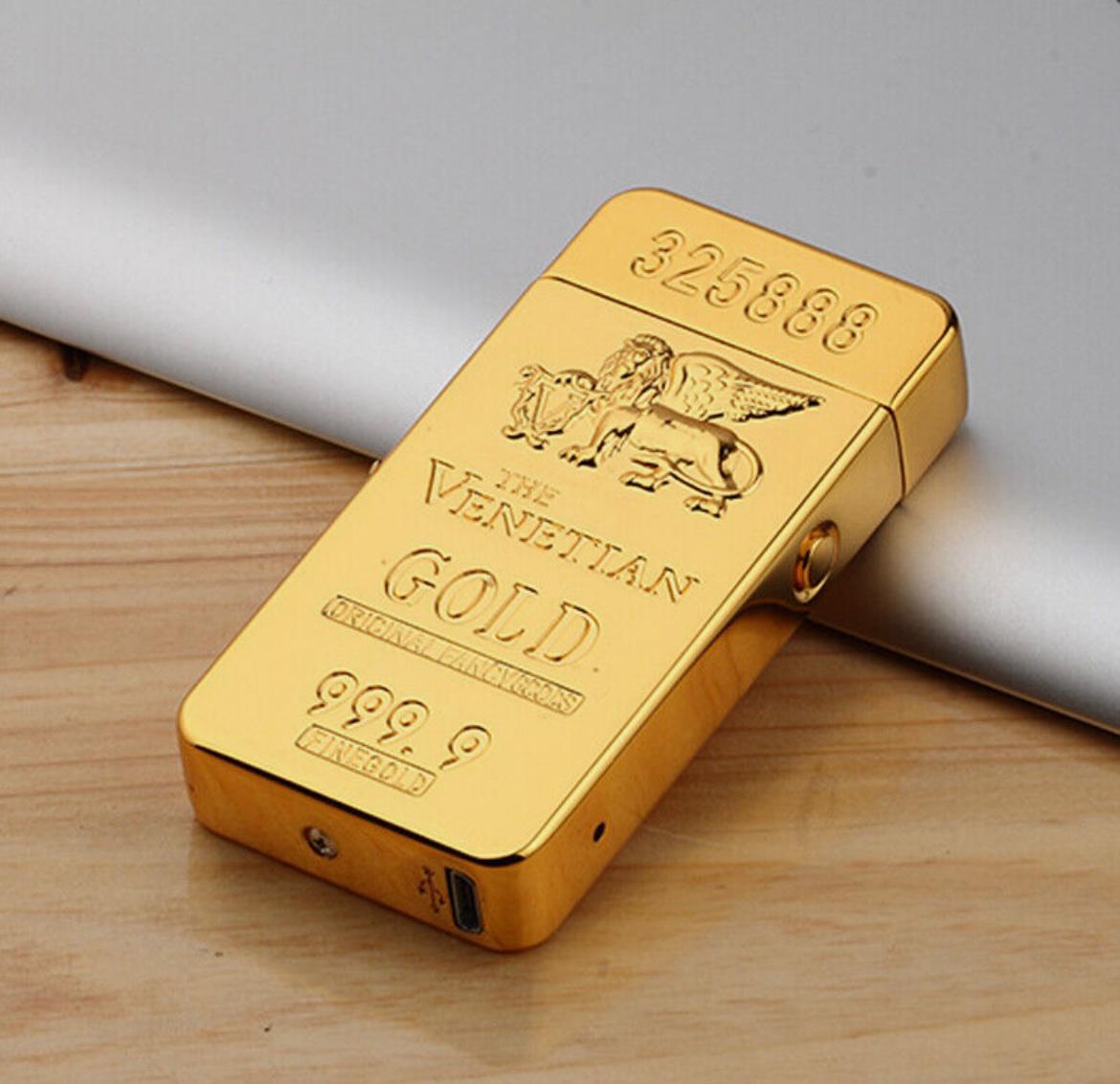 USB Electric Rechargeable Windproof Cigalighter Gift Gold