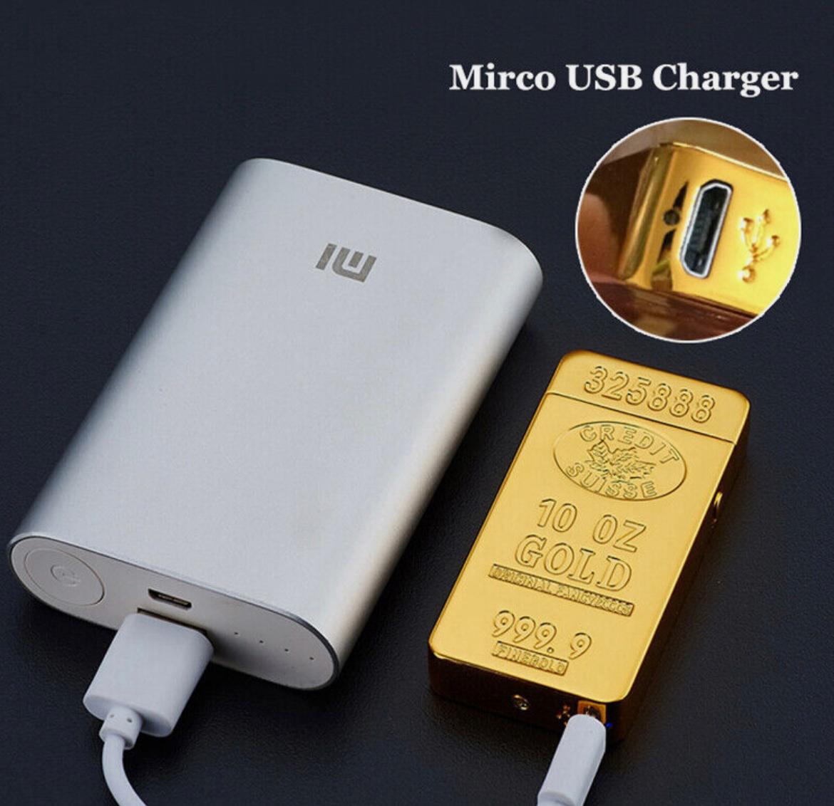 USB Electric Rechargeable Windproof Cigalighter Gift Gold