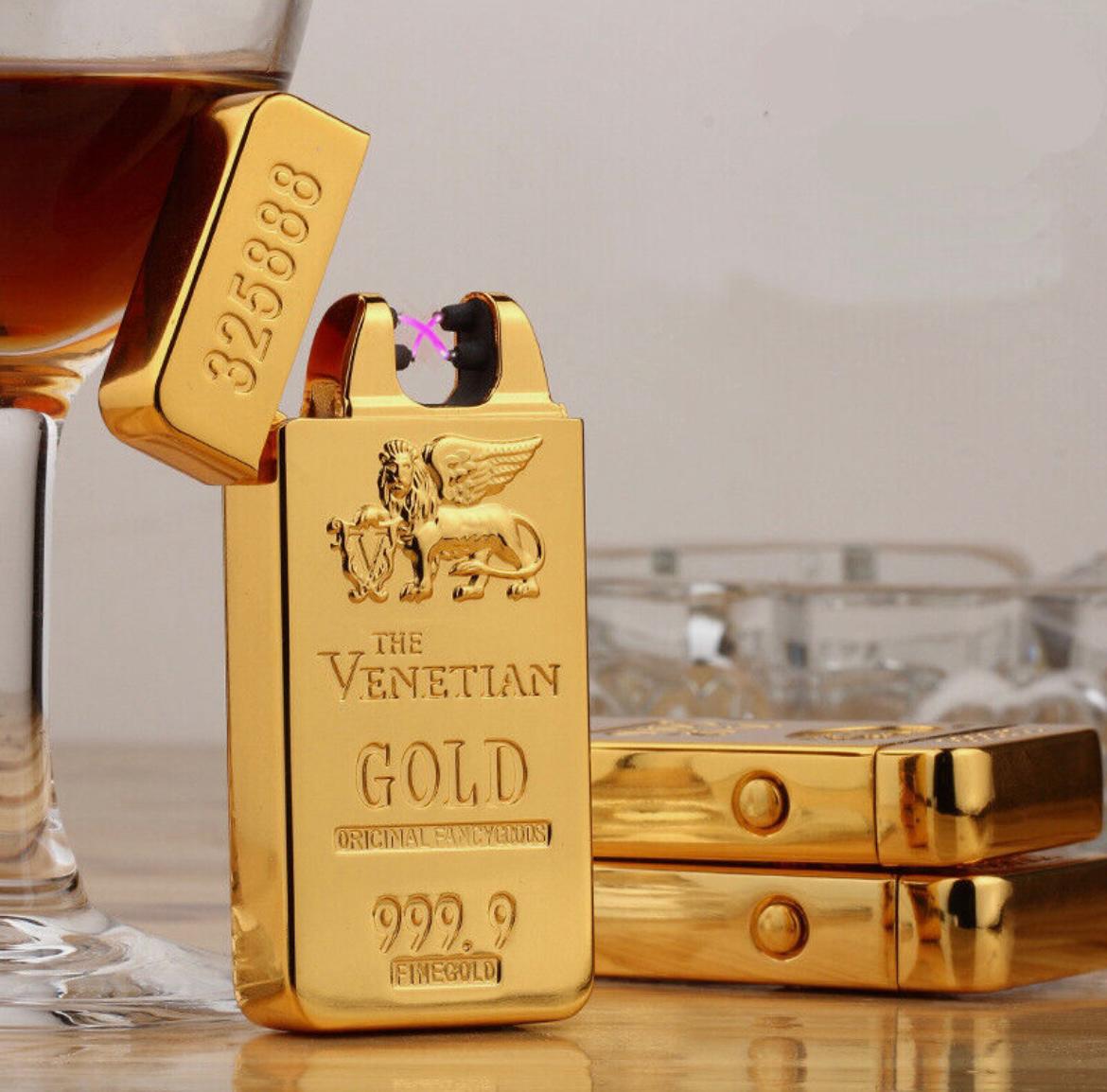 USB Electric Rechargeable Windproof Cigalighter Gift Gold