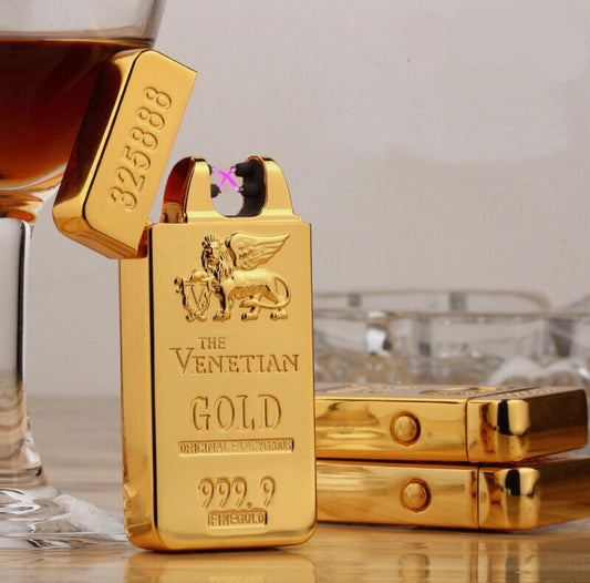 USB Electric Rechargeable Windproof Cigalighter Gift Gold