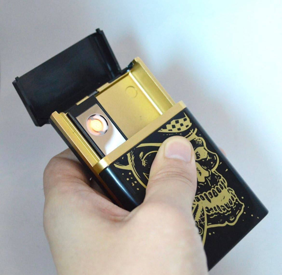 Portable Cigarette Box with Rechargeable Lighter