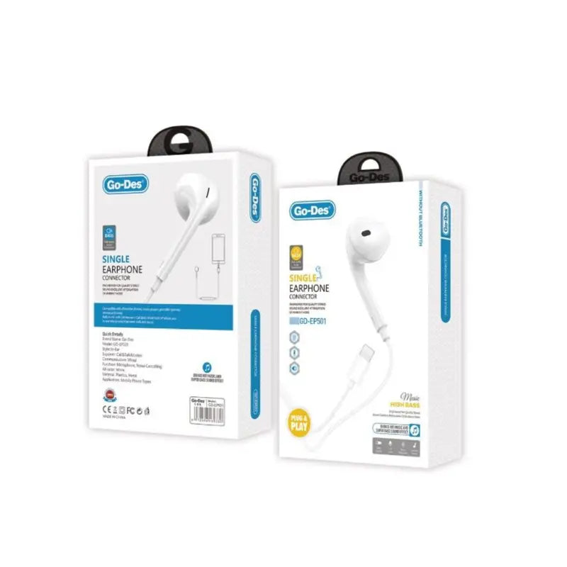 Go Des Single Earphone Connector (White) – GD-EP501