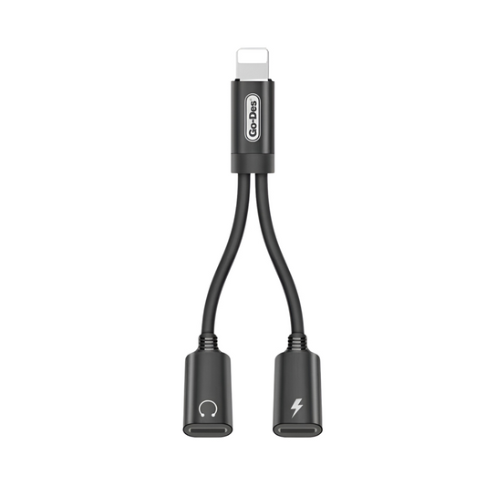 Go-Des Gd-Uc011 4-In-1 Digital Audio Converter | Lightning To 3.5Mm Headphone & Charging Adapter | Audio + Charging + Microphone + Call Support | 90Mm