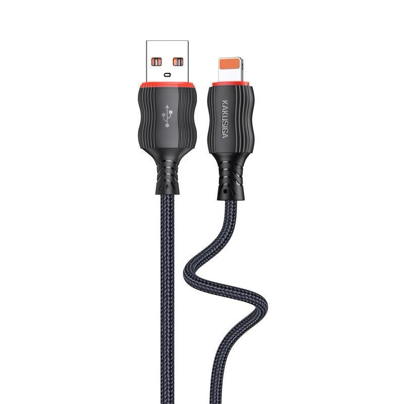 USB-A to Lightning 1M Black Red Braided Fast Charging Cable