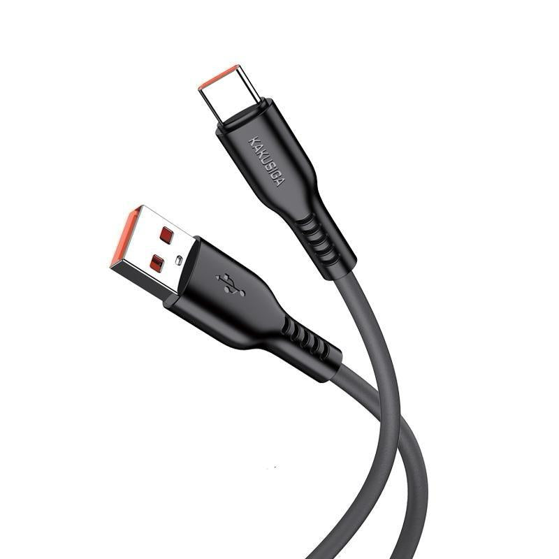USB-A to USB-C 1M Black Silicone Fast Charging Cable