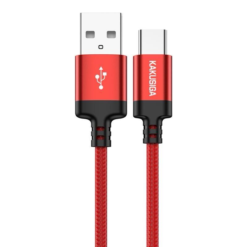 USB-A to USB-C 1M Red Braided Fast Charging Cable