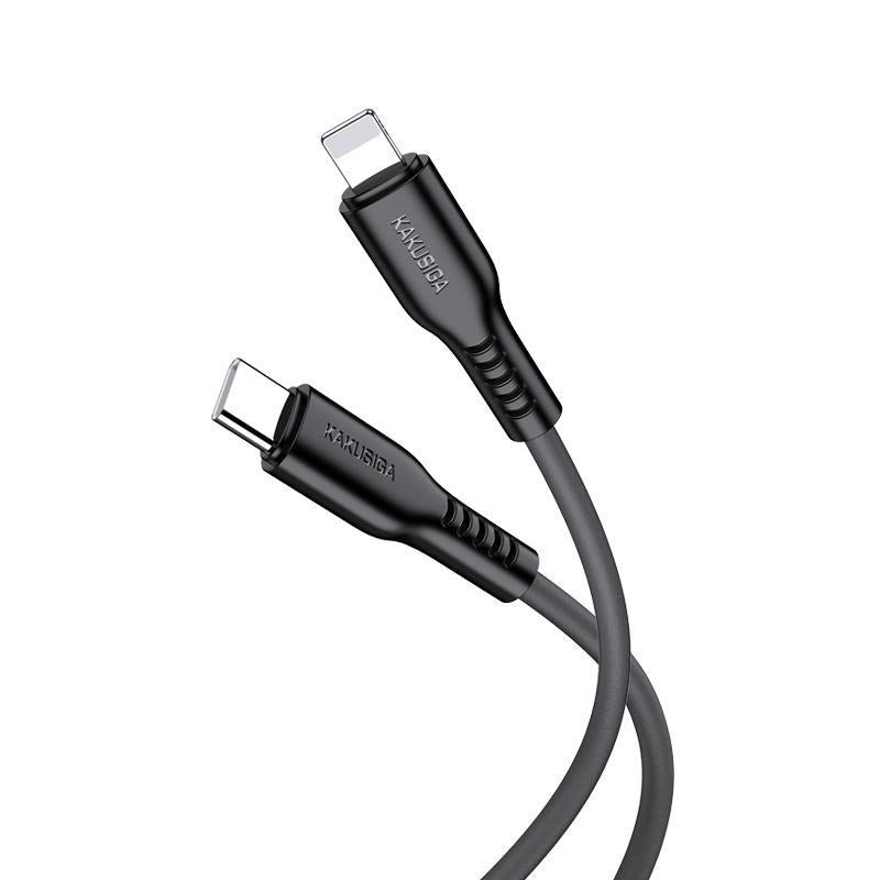 USB-C to Lightning 1M Black Silicone 27W Fast Charging Cable