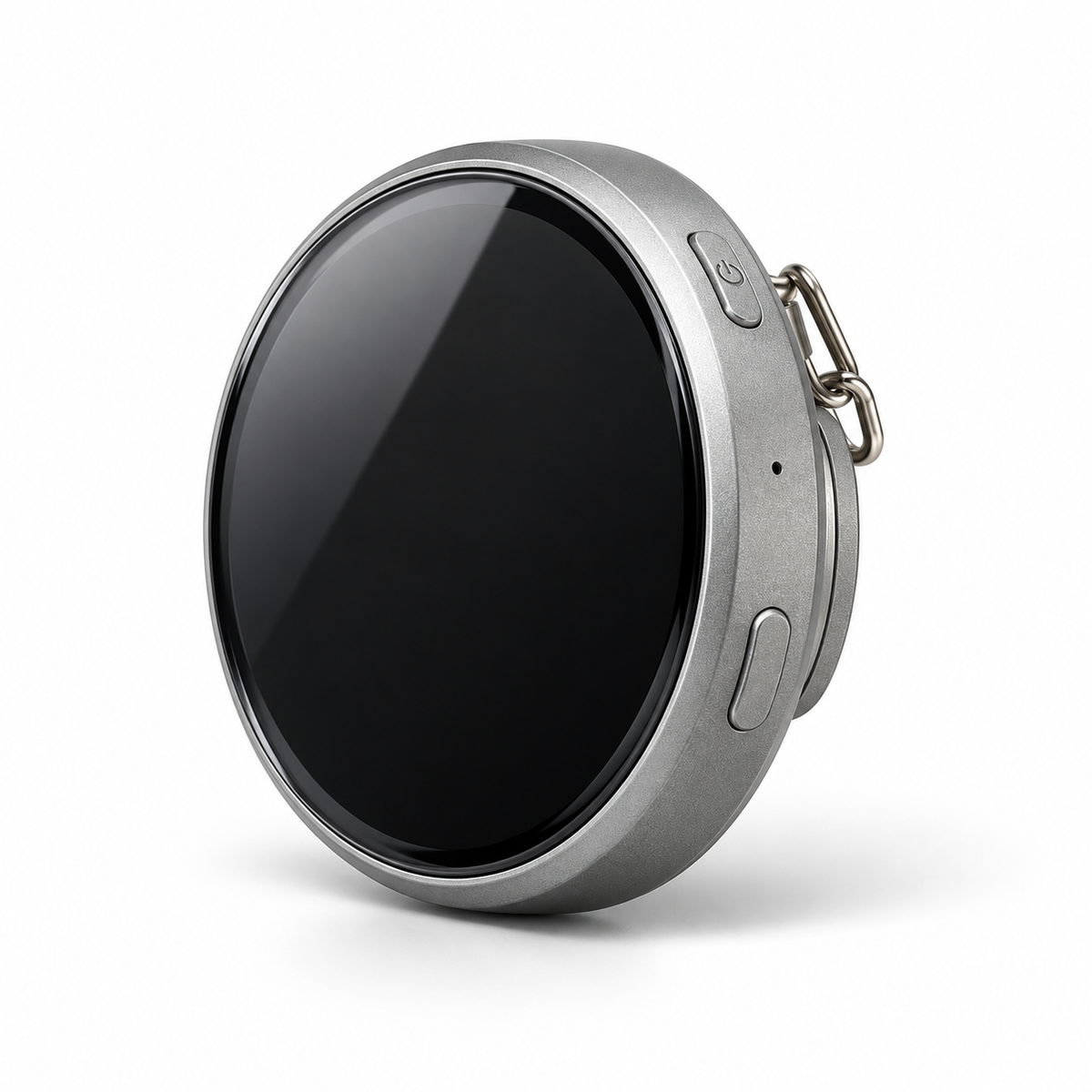 E-Badge H01 smart digital badge silver with round black display