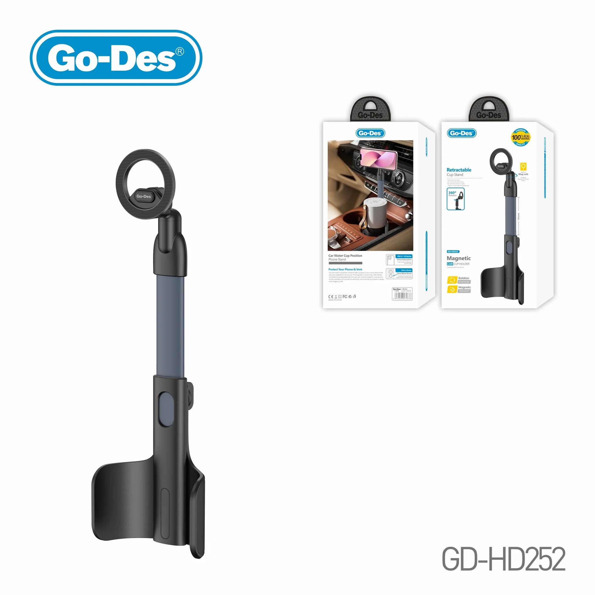 حامل جوال مغناطيسي MagSafe للسيارة Go-Des GD-HD252 لحامل الأكواب