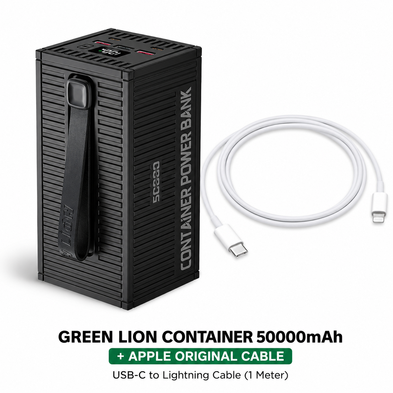Green Lion Container 50000mAh with Apple Original USB-C to Lightning Cable