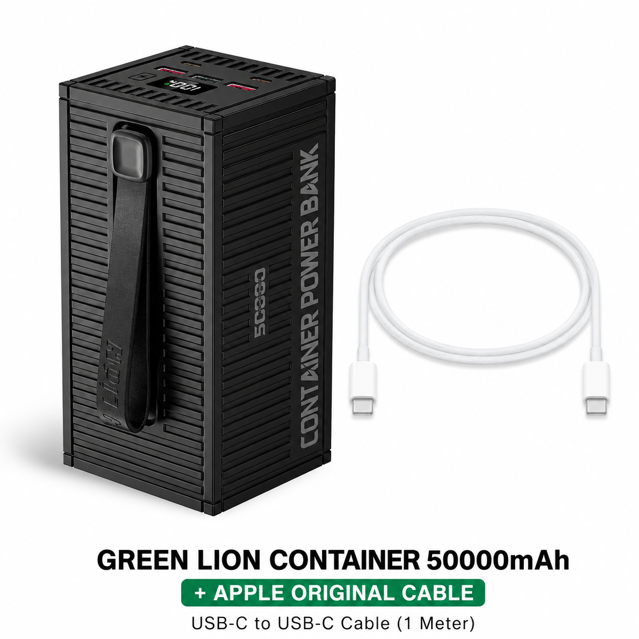 Green Lion Container 50000mAh with Apple Original USB-C to USB-C Cable