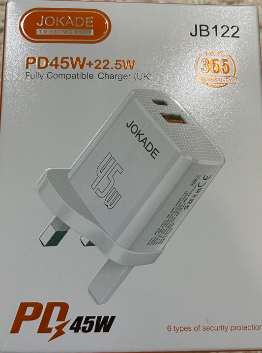 JOKADE JB122 PD45W + 22.5W Charger UK