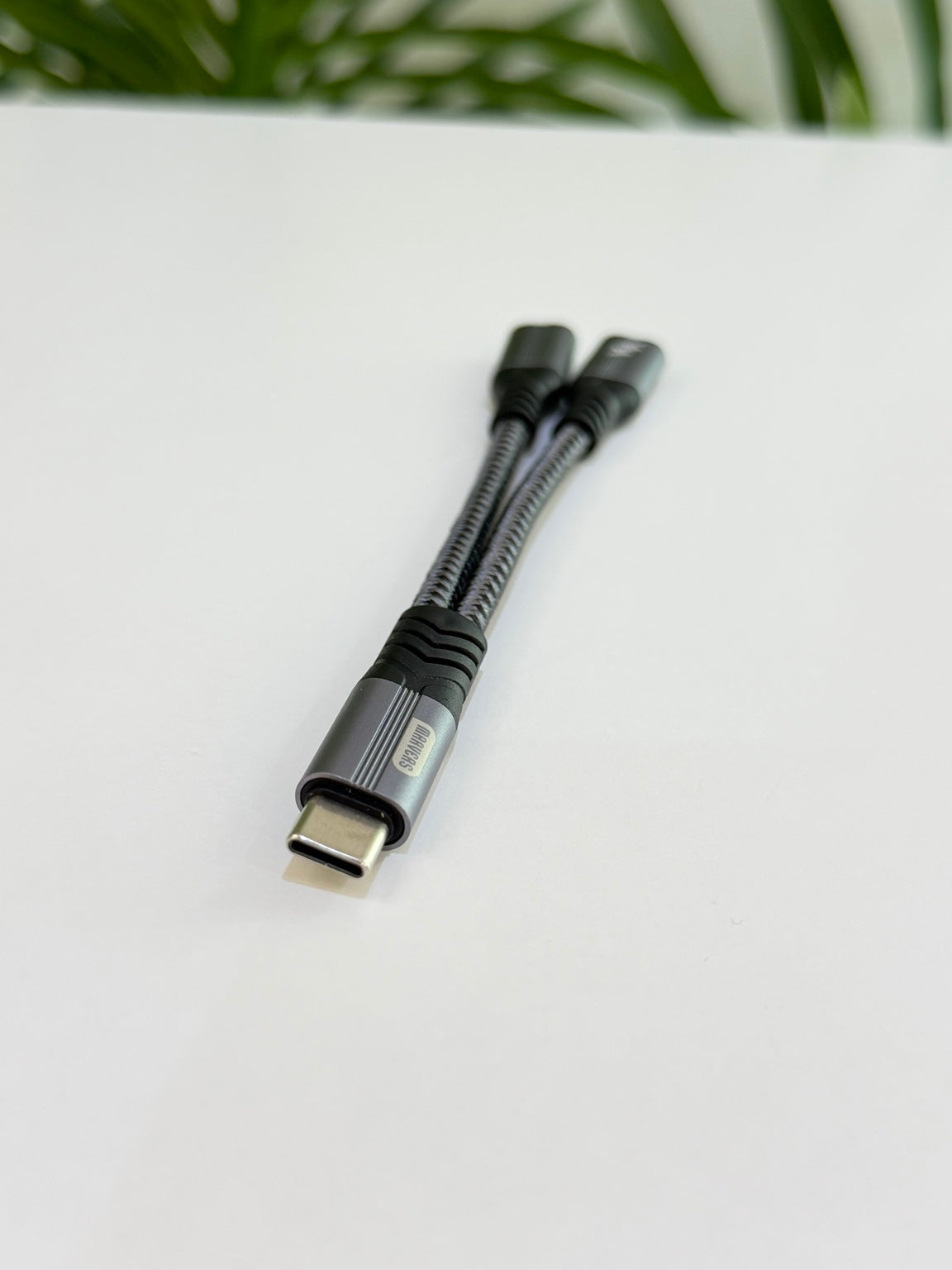 MARVERS MS-UC222 USB-C audio and charging adapter showing the USB-C plug and braided cables