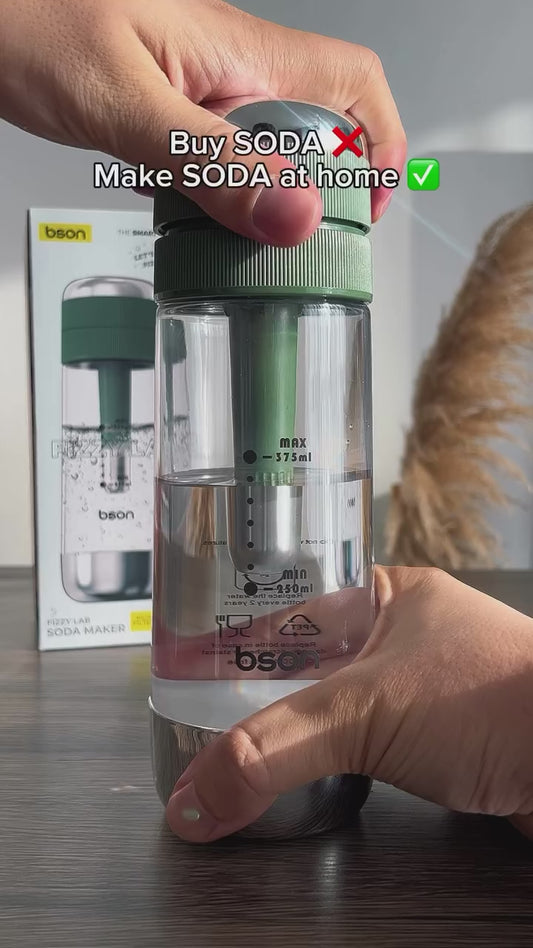 BSON Fizzy Lab Soda Maker With Built-In Filter | 375ml BPA-Free Bottle | No Electricity Required | Compatible With 8g CO₂ Cartridges