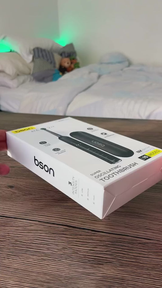 BSON Super Oscillating Electric Toothbrush – 15 Modes, 3 Brush Heads & Travel Case