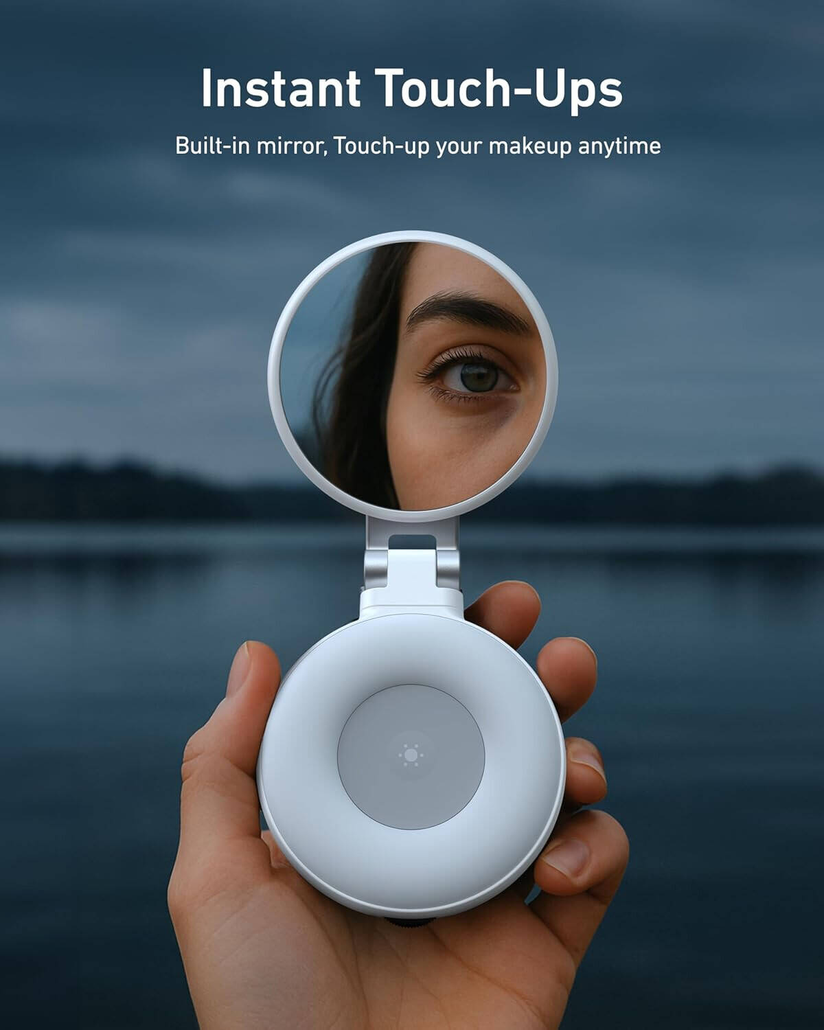 TELESIN C03 magnetic selfie light with built-in mirror for touch-ups