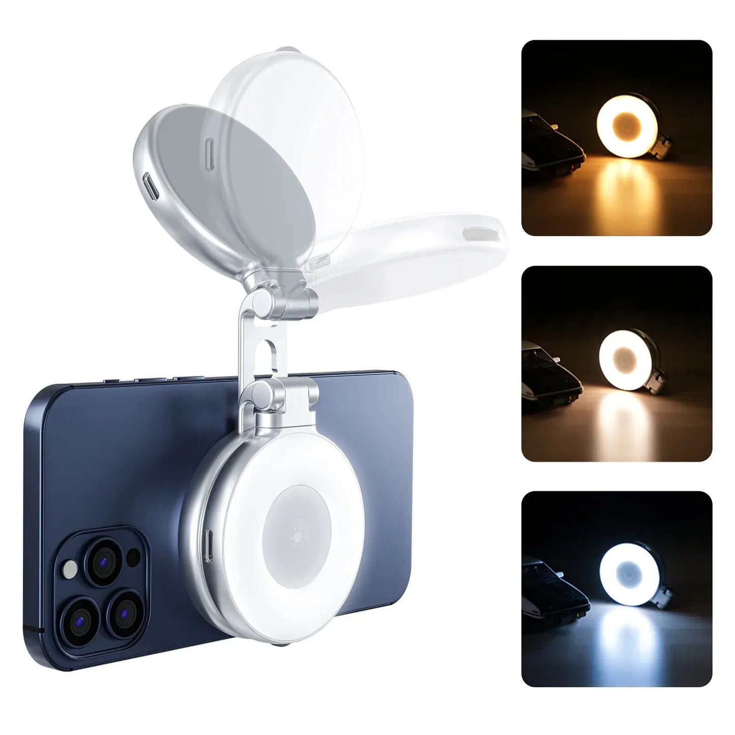 TELESIN C03 magnetic selfie ring light showing adjustable light colors