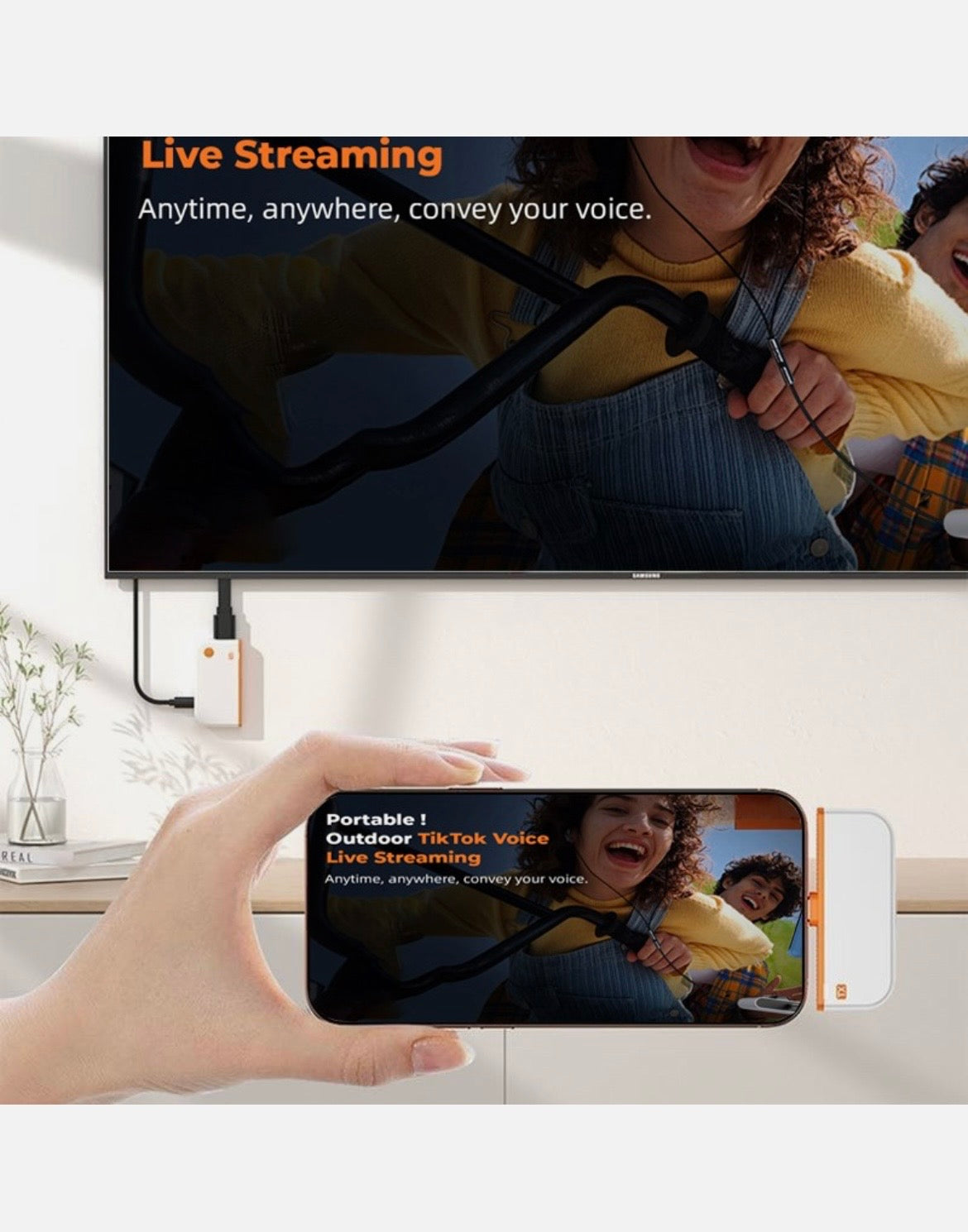 Wireless HDMI screen mirroring from USB-C phone to TV